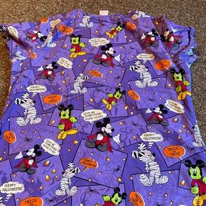 Disney purple Mickey Mouse Halloween scrub shirt -L